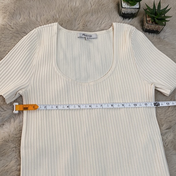 Madewell Tee Sculpt Ribbed Ottoman Cropped in Bright Ivory / Off White Size XS - Picture 8 of 10